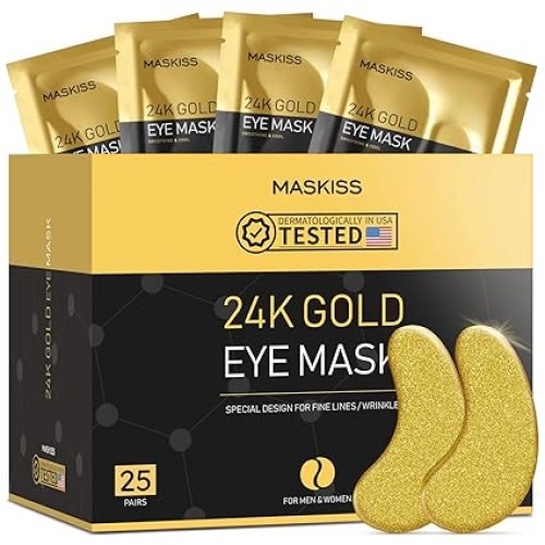 24k Gold Under Eye Patches (25 Pairs), eye mask, Collagen Skin Care Products, Eye Patches