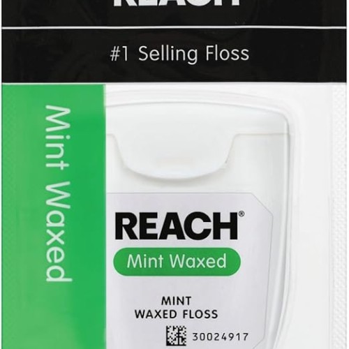 REACH Waxed Dental Floss, Mint, Plaque Remover for Teeth, Shred Resistant, Floss Slides Smoothly, Easy to Use