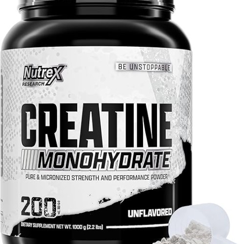 Nutrex Research Micronized Creatine Monohydrate Powder - 200 Servings (1KG) Pure, Unflavored Creatine Monohydrate Supplement for Muscle Gain
