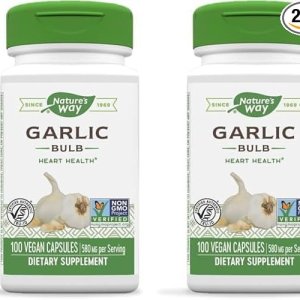 Nature's Way Garlic Bulb, Supports Heart Health, 100 Vegan Capsules (Pack of 2)