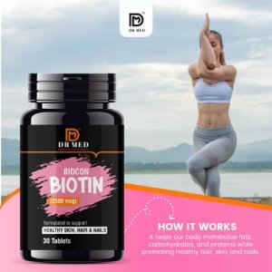 DR MED Biocon Biotin Supplement for Hair Growth, Strong Hair and Glowing Skin, Fights Nail Brittleness In Pakistan