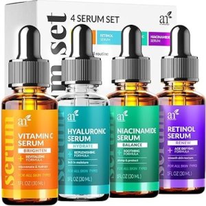 Vitamin C Serum Skin Care 4-Piece Set Includes Retinol, Hyaluronic Acid &amp; Niacinamide